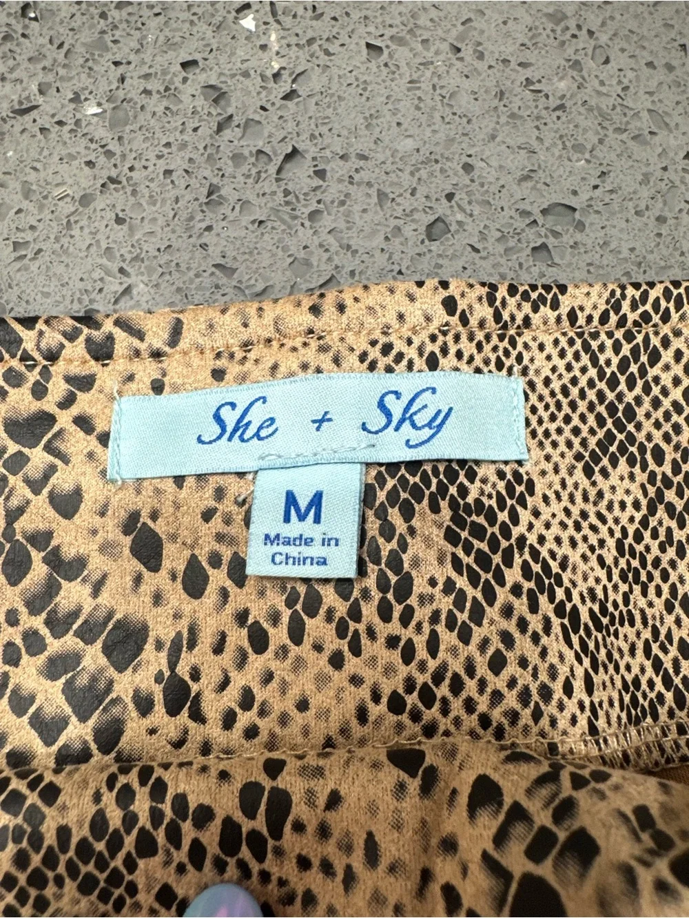 She + Sky Snake-Print High Waist Shorts - Tan/Black